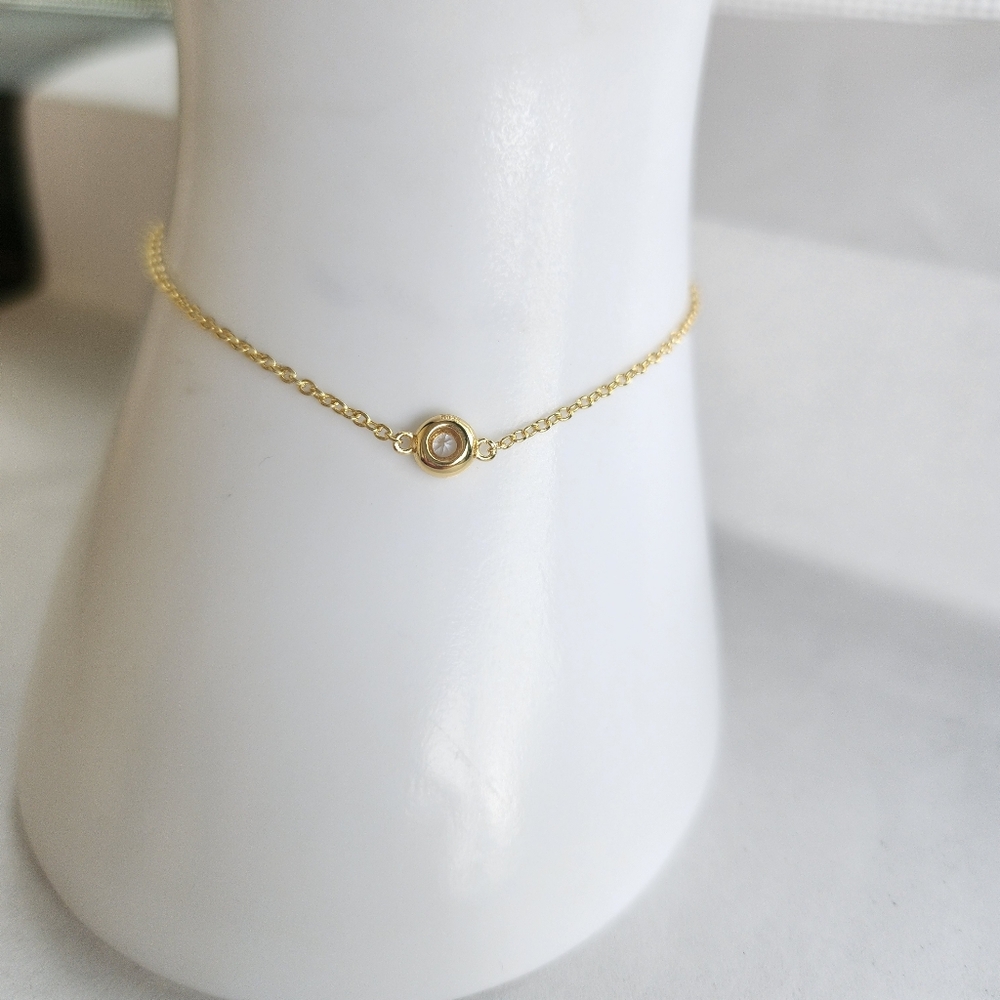 14k Gold Plated  White Topaz Bracelet